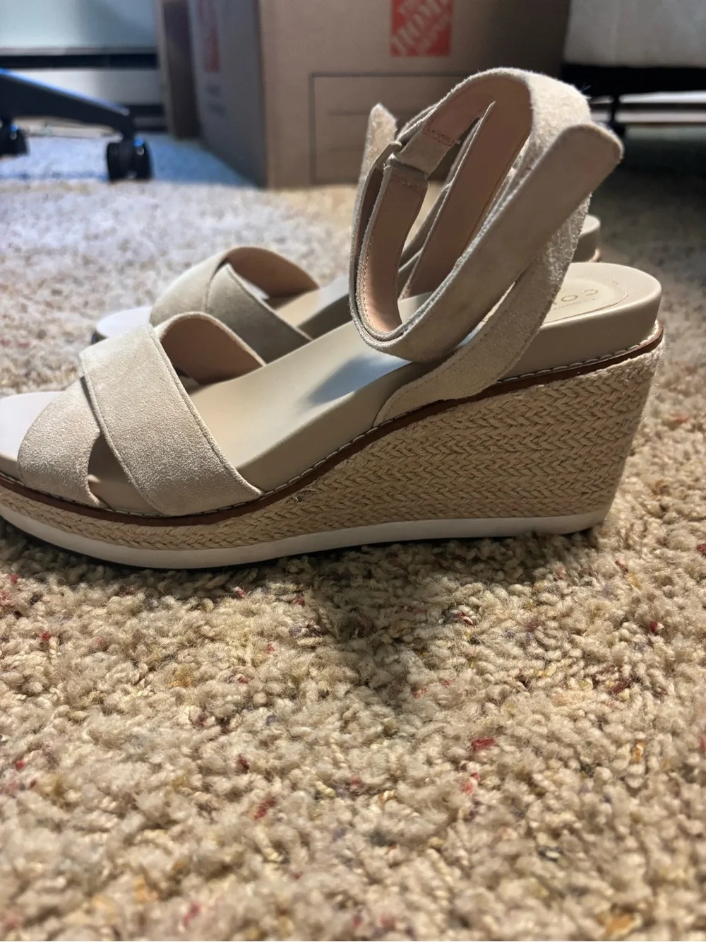 Women’s Cole Haan Cream Espadrille Wedge Sandals - Stylish Ankle Strap